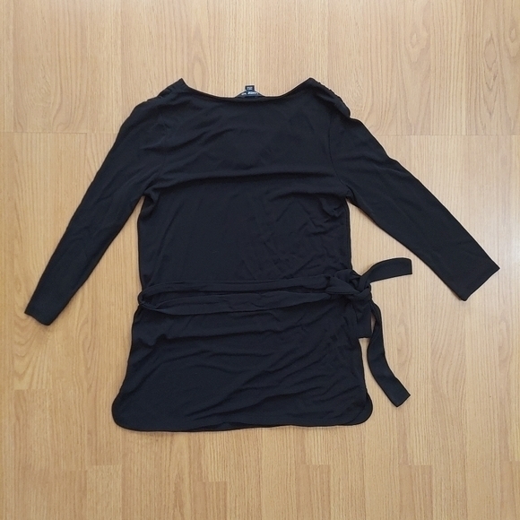 Lands' End women's black top tie waist v-neck 3/4 sleeve size XS - Picture 4 of 4